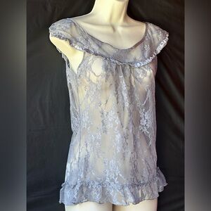 3/$15 Speechless Silver Grey lace sheer top size S